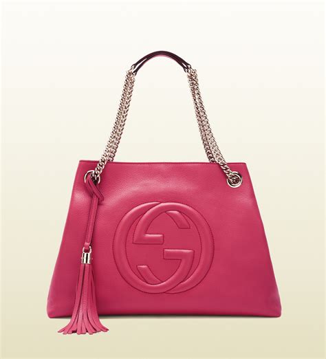 pink gucci soldier|Gucci leather shoulder bag.